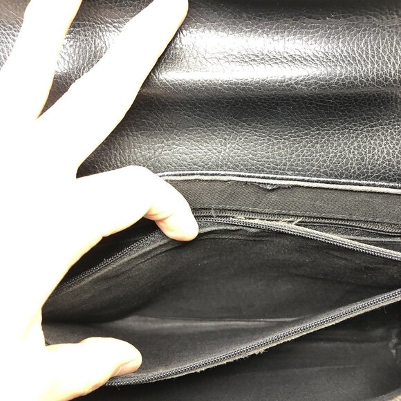 Vtg Carryland USA Leather Purse Black Brown Shoulder Crossbody Bag Woven Handle - Picture 11 of 13